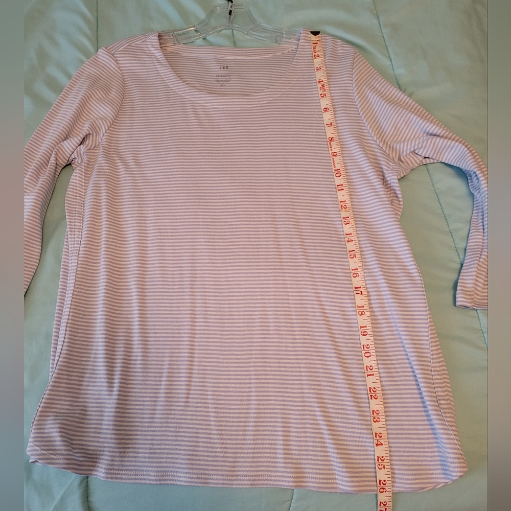 NWT J Jill Pima 3/4 Sleeve Scoop Neck Stripe Tee - Picture 4 of 6